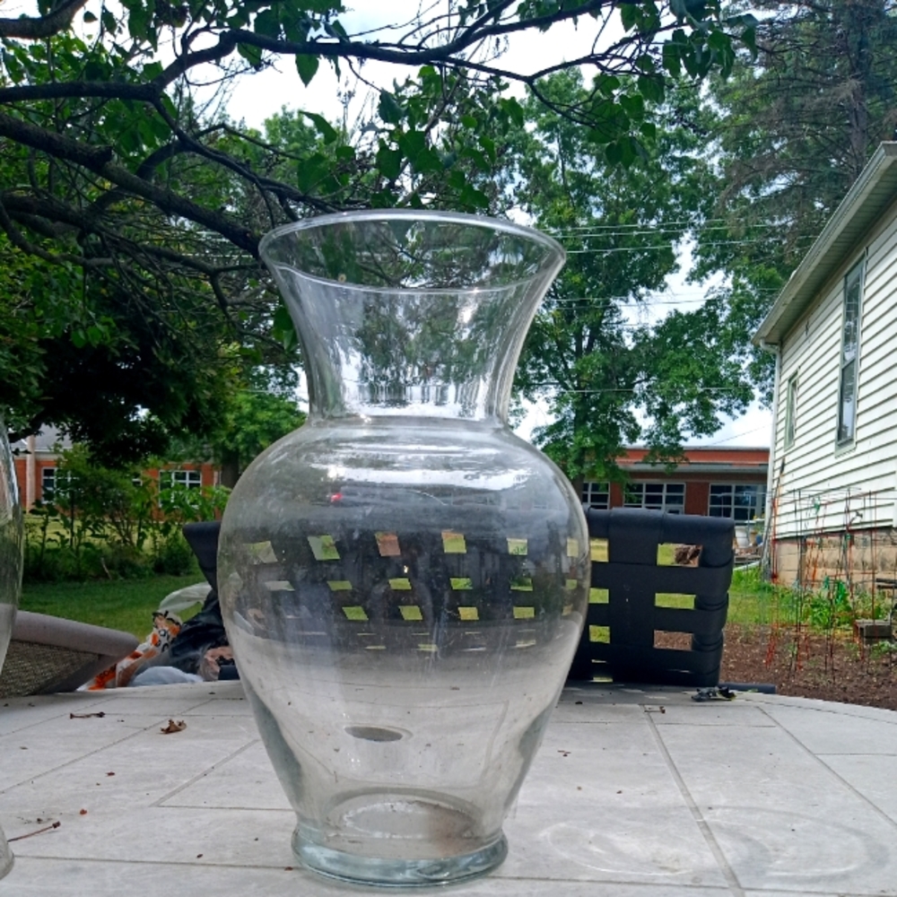 Glass vase and candle holders